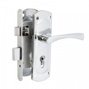 Замок врезной VETTORE 1423 CP в комплекте с ручкой (Хром) по оптовым ценам в Беларуси