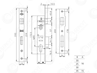 Kale 153 35mm замок для ПВХ дверей чертеж.jpg